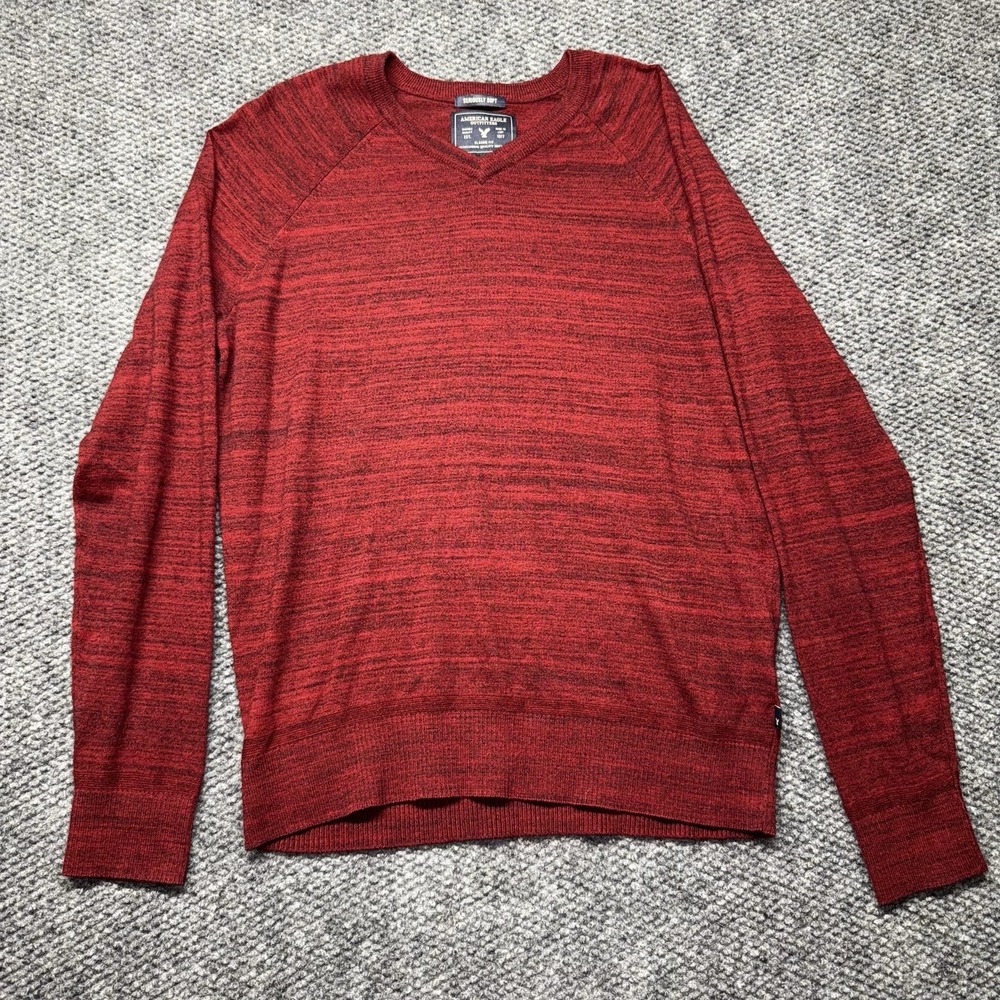 Seriously Soft American Eagle Outfitters Men Knit Sweater M Red Black V-Neck